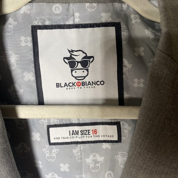 Black N Bianco Blazer Boys Size 16 Grey Suit Jacket Formal Wear - Picture 3 of 14